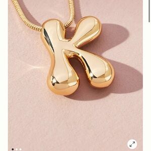 Anthropologie ‘K’ Gold Bubble Letter Necklace
